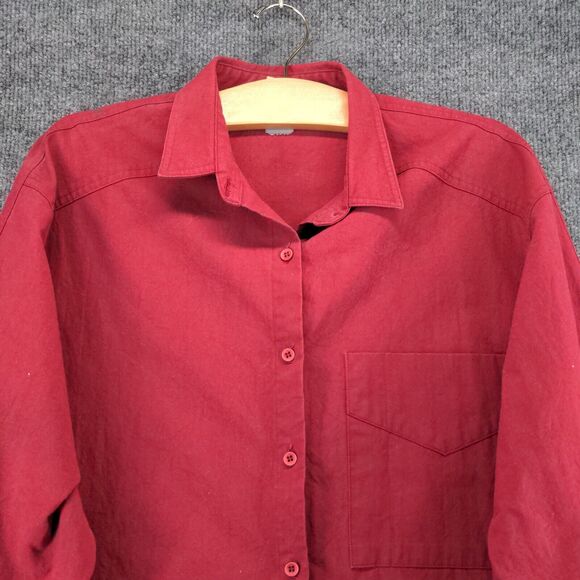 Lee Mens Button-Up Shirt Red Small Long Sleeve Chest Pocket Vented Curved Hem - Picture 3 of 12